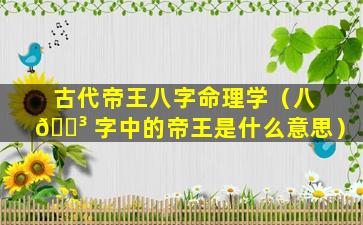 古代帝王八字命理学（八 🌳 字中的帝王是什么意思）